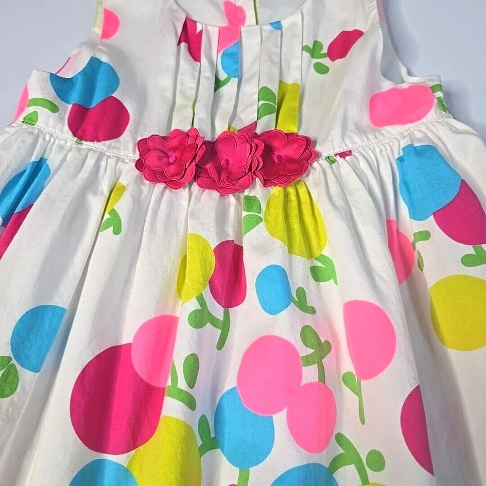 Carter's White Bubble Print Floral Waist Sleeveless‎ Dress Girls 6 Summer Preppy